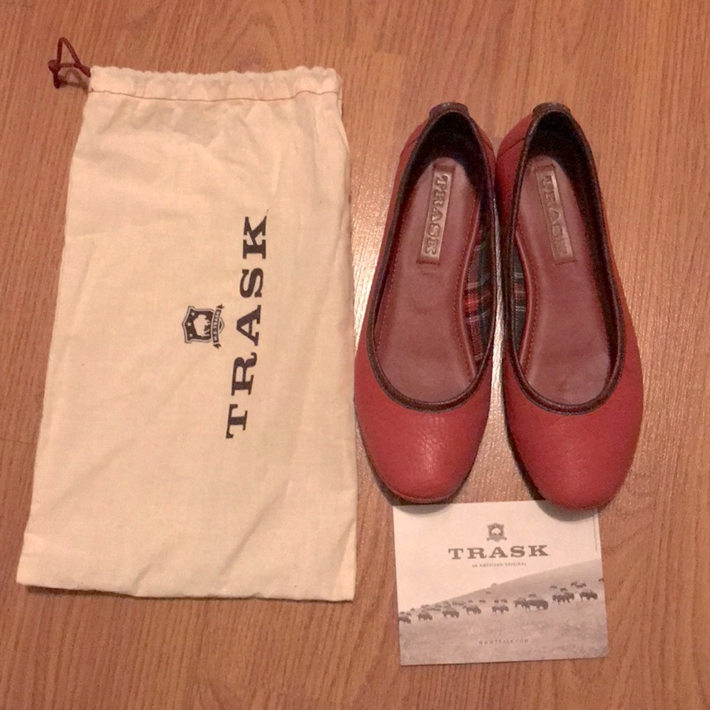 Trask full leather red flats